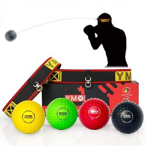 Fitness-products  איגרוף סט כדורי רפלקס YMX BOXING - 4 React Reflex Ball Plus 2 סרט ראש מתכוונן, נהדר עבור רפלקס, תזמון, דיוק, מיקוד ותיאום עין יד לאימון אגרוף