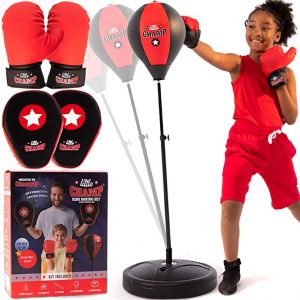Fitness-products  ילדים תיק אגרוף לילדים 3-10 קל להרכבה + כפפות אגרוף + רפידות וס + צעצועים לבנים + צעצועי בנים