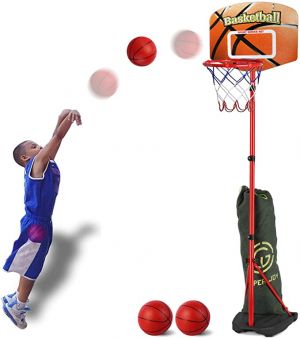 SUPER JOY חישוק כדורסל לילדים לפעוטות גובה מתכוונן 0.9-1.9 מטר מעמד חישוק כדורסל נייד בחוץ ובפנים לבנים ובנות בגילאי 3 4 5 6 7 8