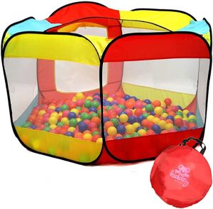 אוהל משחק לילדים מבית Kiddey - בריכת כדורים 6 צדדים לילדים פעוטות ותינוקות - מלא בכדורי פלסטיק (הכדורים אינם כלולים) או לשימוש כאוהל משחק פנימי / חיצוני רעיון נהדר למתנה